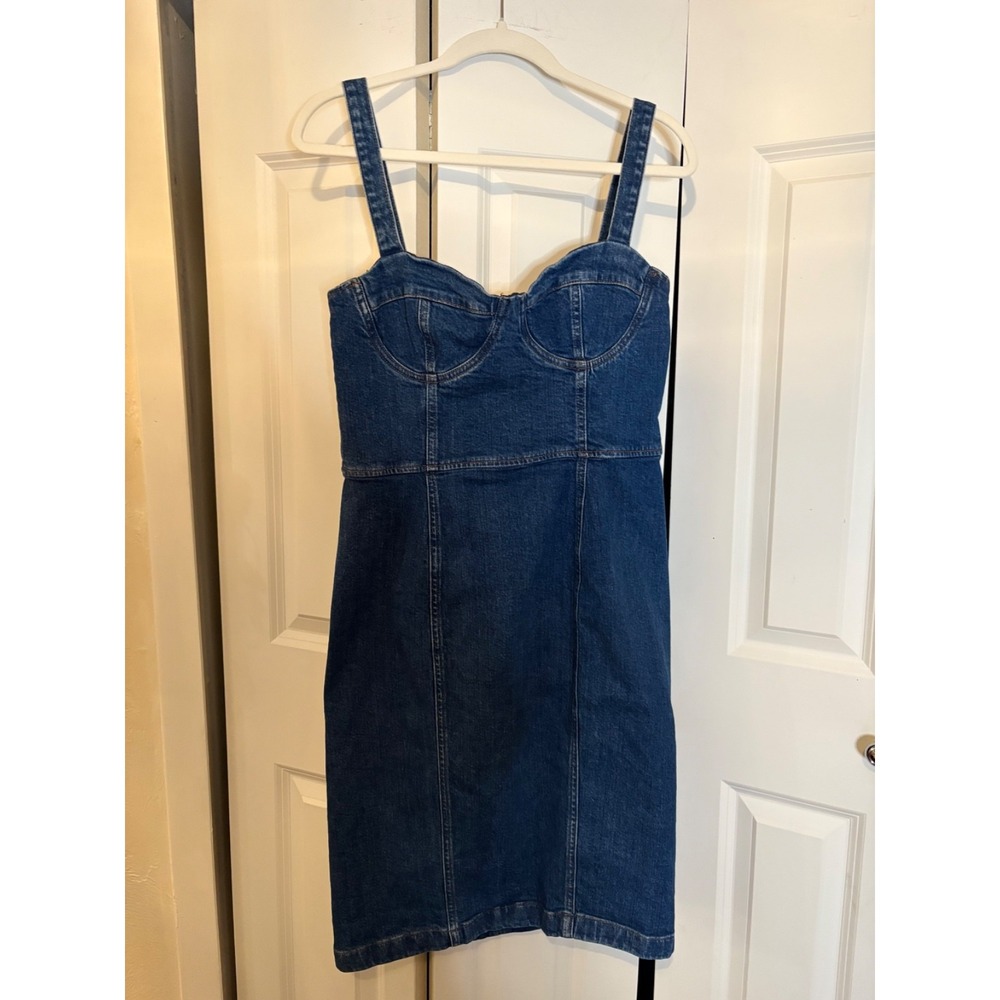 Reformation Nikki Bustier‎ Denim Midi Dress – Size 10 – 98% Organic Cotton